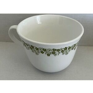 Corelle Vintage Teacup Crazy Daisy Spring Blossom Green Corning Glass White 3in